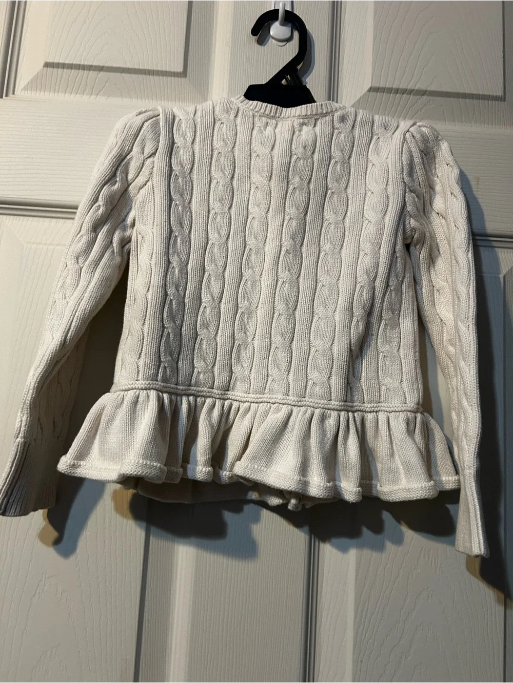 Ralph Lauren Girls' off white Cable Knit Peplum Cardigan
